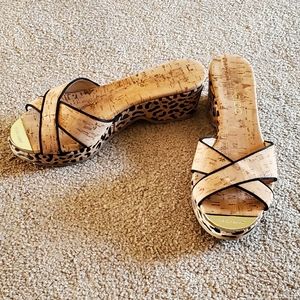 Jimmy Choo Papyrus leopard-print cork wedge sandals 37.5